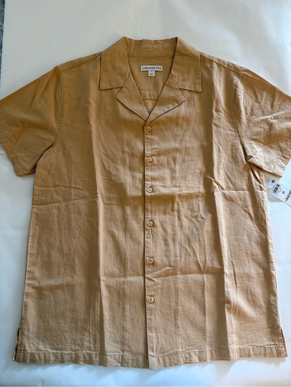 ANOTHER TONE Men's Short Sleeve Button-Down Shirt in Tan